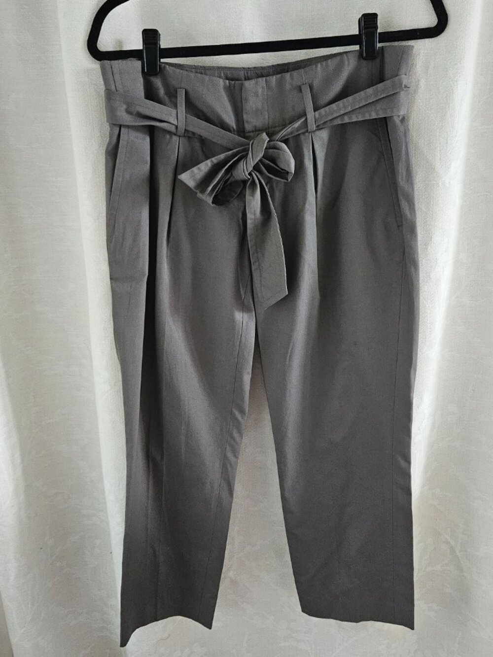 Banana Republic Tie Waist Cropped Trousers Pants Grey Size 8